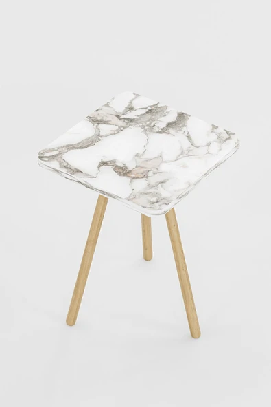 interGO Kare Yan Sehpa Ahşap Ayaklı Tekli Zigon Sehpa - Resim 5