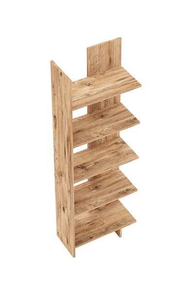 interGO Asimetrik Beş Raflı Kitaplık - Atlantik Çam - 7
