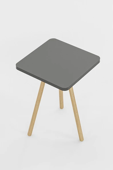 interGO Kare Yan Sehpa Ahşap Ayaklı Tekli Zigon Sehpa - 4