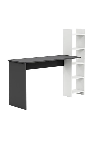 interGO Kitaplıklı Fonksiyonel Çalışma Masası - Antrasit Gri - Beyaz - 4