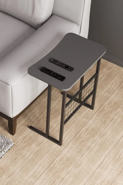 interGO Metal Ayaklı Laptop Sehpası Koltuk Sehpası Kahvaltı Masası Çalışma Sehpası - Koyu Gri - Resim 8