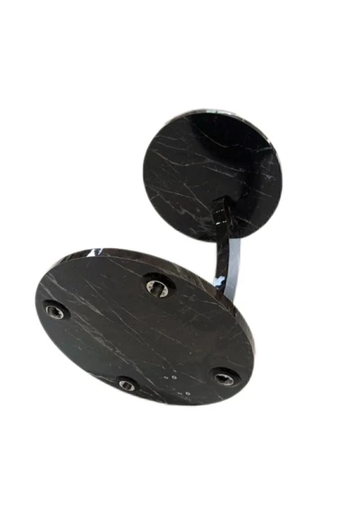 interGO Tekerlekli C Sehpa Koltuk Sehpası Yan Sehpa Zigon Sehpa Servis Sehpası - Siyah Mermer Desen - 5