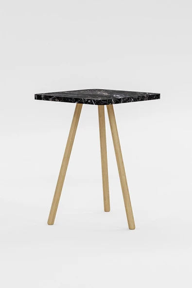 interGO Kare Yan Sehpa Ahşap Ayaklı Tekli Zigon Sehpa - Resim 5