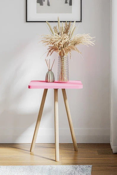 interGO Kare Yan Sehpa Ahşap Ayaklı Tekli Zigon Sehpa - 3