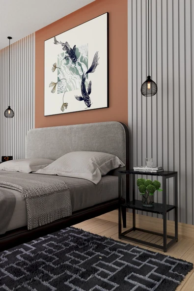 interGO Metal Ayaklı ve Ahşap Raflı Dekoratif Komodin - 6