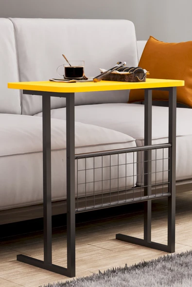 interGO Metal Ayaklı Laptop Sehpası Koltuk Sehpası Kahvaltı Masası Çalışma Sehpası - Sarı - 6