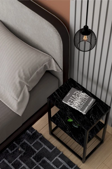 interGO Metal Ayaklı ve Ahşap Raflı Dekoratif Komodin - 2