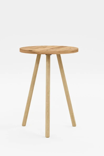 interGO Yuvarlak Yan Sehpa Ahşap Ayaklı Tekli Zigon Sehpa - 6