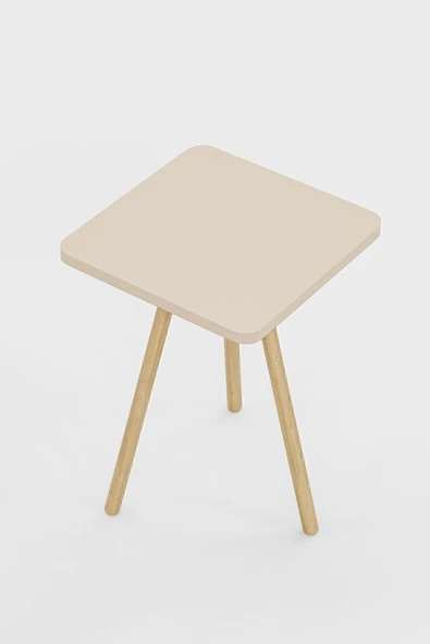 interGO Kare Yan Sehpa Ahşap Ayaklı Tekli Zigon Sehpa - 4