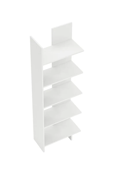 interGO Asimetrik Beş Raflı Kitaplık - Beyaz - 7