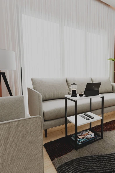 interGO Metal Ayaklı ve Ahşap Raflı Dekoratif Yan Sehpa - Resim 5