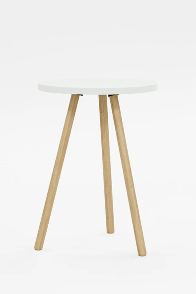 interGO Yuvarlak Yan Sehpa Ahşap Ayaklı Tekli Zigon Sehpa - 5