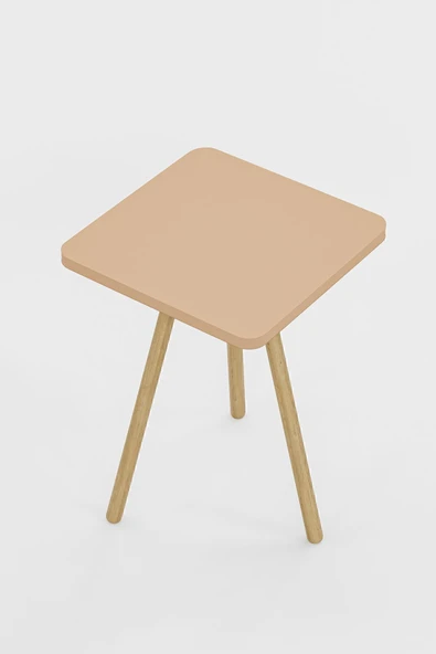 interGO Kare Yan Sehpa Ahşap Ayaklı Tekli Zigon Sehpa - Resim 4