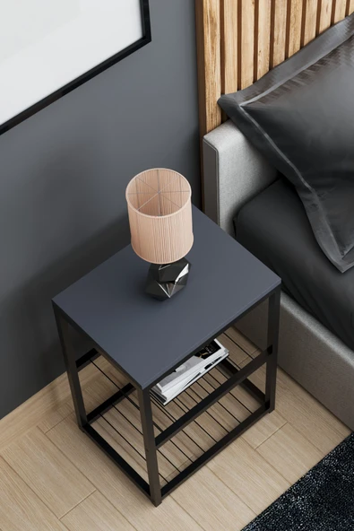 interGO Metal Ayaklı Dekoratif Tel Raflı Komodin - 7