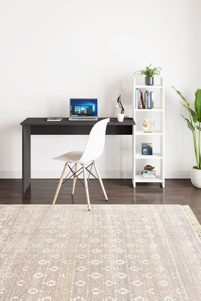 interGO Kitaplıklı Fonksiyonel Çalışma Masası - Antrasit Gri - Beyaz - 3