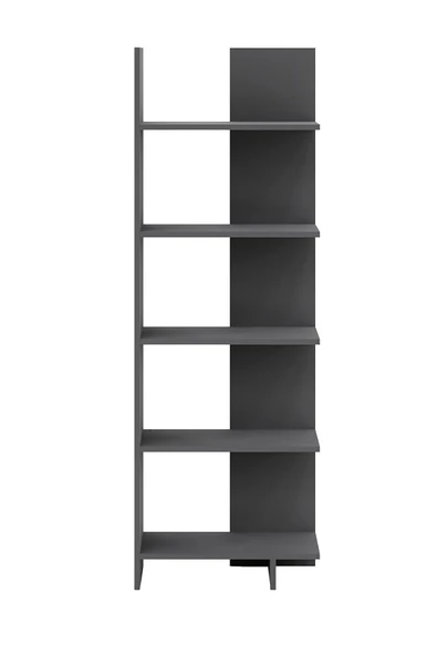 interGO Asimetrik Beş Raflı Kitaplık - Antrasit Gri - 5