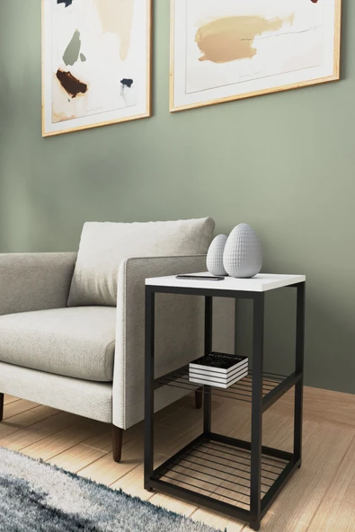 interGO Metal Ayaklı Dekoratif Tel Raflı Yan Sehpa - 2