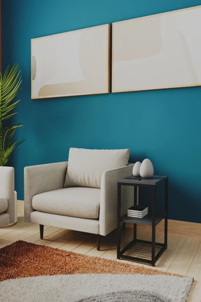 interGO Metal Ayaklı ve Ahşap Raflı Dekoratif Yan Sehpa - 2