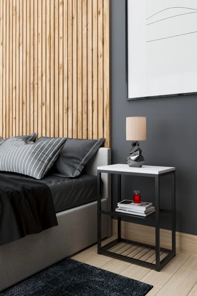 interGO Metal Ayaklı Dekoratif Tel Raflı Komodin - 5