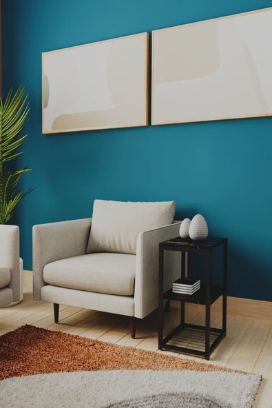 interGO Metal Ayaklı ve Ahşap Raflı Dekoratif Yan Sehpa - 2