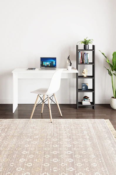 interGO Kitaplıklı Fonksiyonel Çalışma Masası - Beyaz - Antrasit Gri - 3