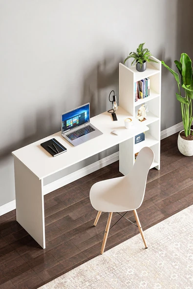 interGO Kitaplıklı Fonksiyonel Çalışma Masası - Beyaz - 2