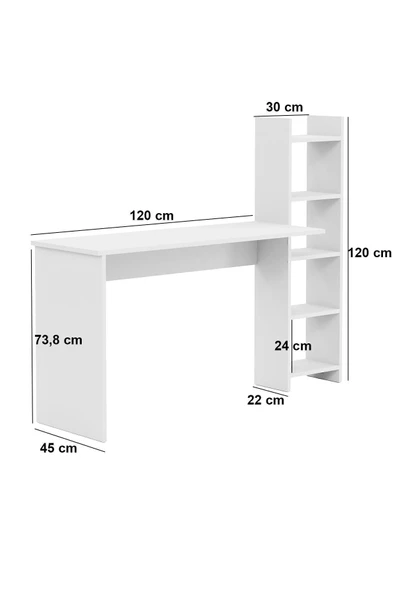 interGO Kitaplıklı Fonksiyonel Çalışma Masası - Antrasit Gri - Beyaz - 7