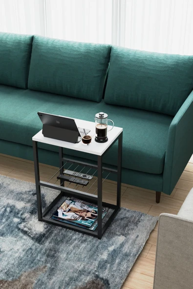 interGO Metal Ayaklı Dekoratif Tel Raflı Yan Sehpa - 5