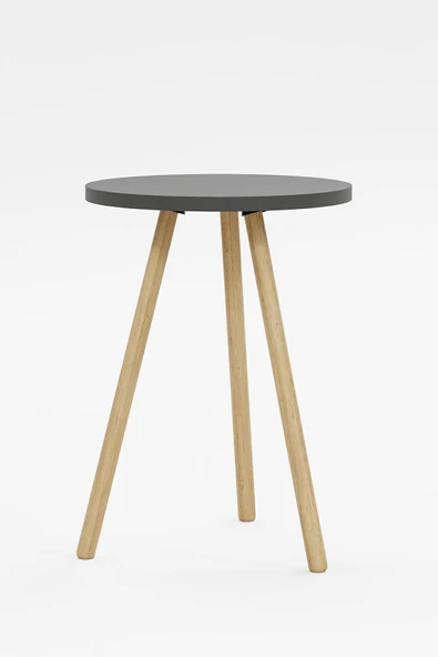 interGO Yuvarlak Yan Sehpa Ahşap Ayaklı Tekli Zigon Sehpa - 5