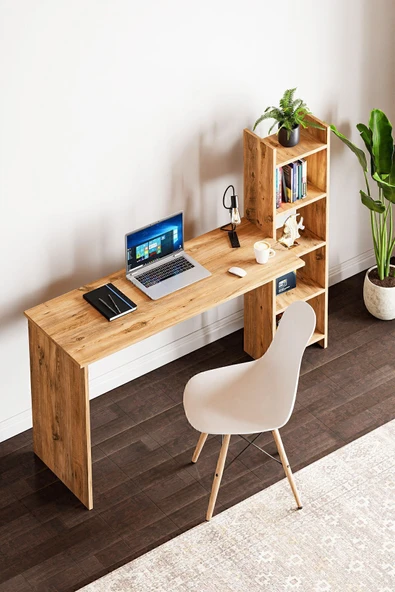interGO Kitaplıklı Fonksiyonel Çalışma Masası - Atlantik Çam - 2