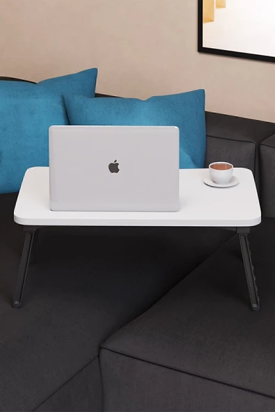 interGO Beyaz Renkli Laptop Katlanabilir Yatak Koltuk Üstü Kahvaltı Bilgisayar Sehpası - Beyaz - 2
