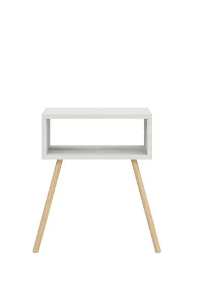 interGO Ahşap Ayaklı Raflı Komodin - Beyaz - 7