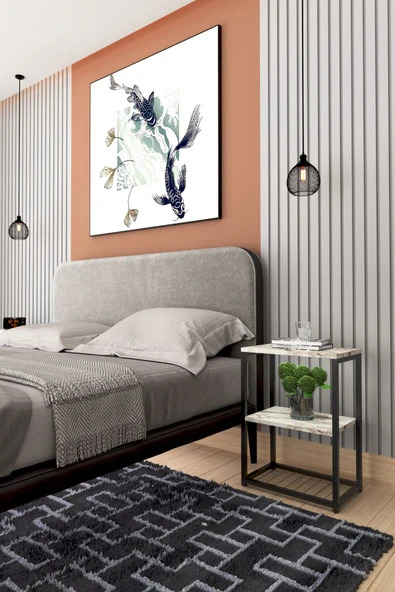interGO Metal Ayaklı ve Ahşap Raflı Dekoratif Komodin - 6