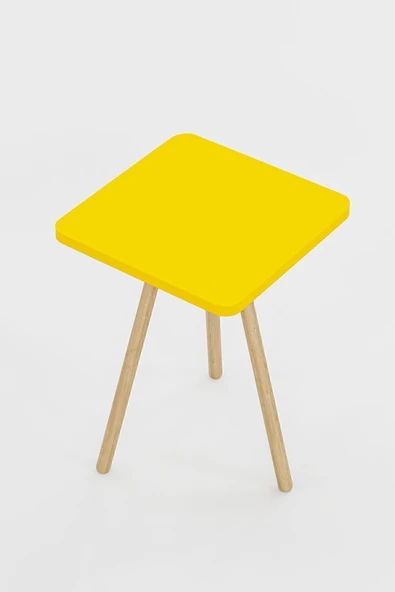 interGO Kare Yan Sehpa Ahşap Ayaklı Tekli Zigon Sehpa - 4