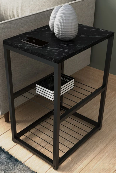 interGO Metal Ayaklı Dekoratif Tel Raflı Yan Sehpa ürün görseli