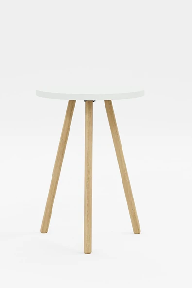 interGO Yuvarlak Yan Sehpa Ahşap Ayaklı Tekli Zigon Sehpa - 6