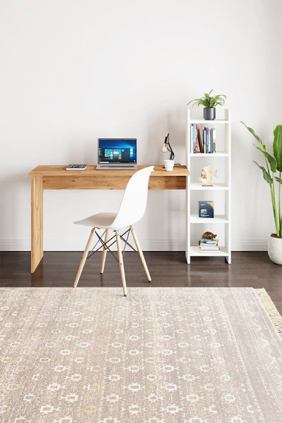 interGO Kitaplıklı Fonksiyonel Çalışma Masası - Atlantik Çam - Beyaz - 3