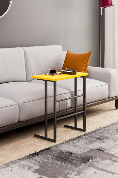 interGO Metal Ayaklı Laptop Sehpası Koltuk Sehpası Kahvaltı Masası Çalışma Sehpası - Sarı - 4