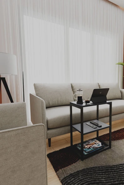 interGO Metal Ayaklı ve Ahşap Raflı Dekoratif Yan Sehpa - 5