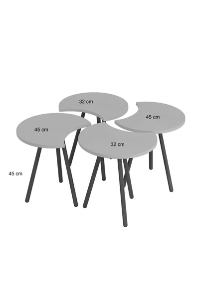 interGO Orta Sehpa Dörtlü Zigon Ahşap Ayaklı - Atlantik Çam - Resim 5