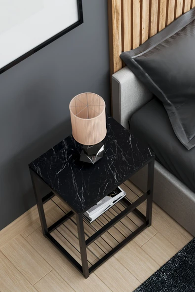 interGO Metal Ayaklı Dekoratif Tel Raflı Komodin - 7