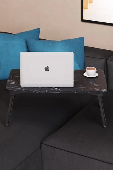 interGO Renkli Laptop Sehpası Katlanabilir Yatak Koltuk Üstü Kahvaltı Bilgisayar Sehpası - Siyah - 2