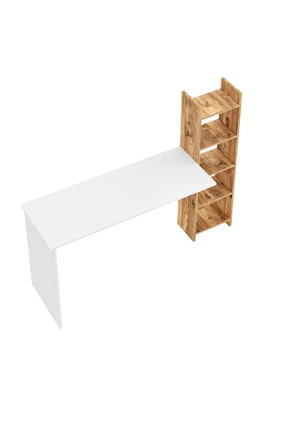 interGO Kitaplıklı Fonksiyonel Çalışma Masası - Beyaz - Atlantik Çam - 5