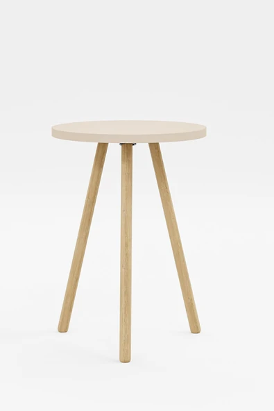 interGO Yuvarlak Yan Sehpa Ahşap Ayaklı Tekli Zigon Sehpa - 6