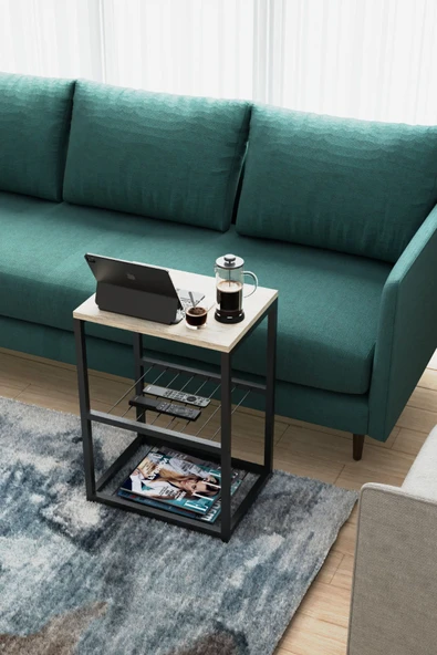 interGO Metal Ayaklı Dekoratif Tel Raflı Yan Sehpa - Resim 5