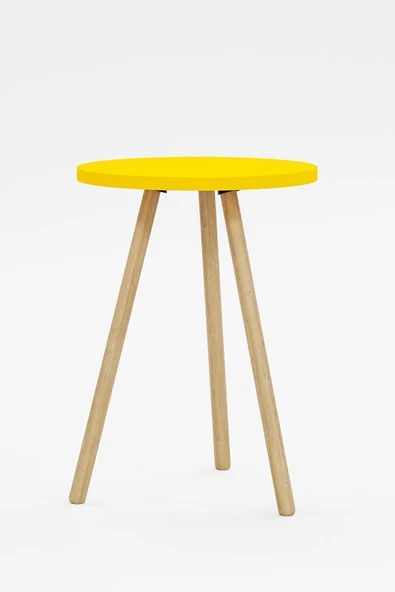 interGO Yuvarlak Yan Sehpa Ahşap Ayaklı Tekli Zigon Sehpa - Resim 5