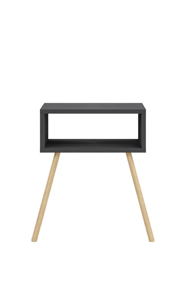 interGO Ahşap Ayaklı Raflı Komodin - Antrasit Gri - 7