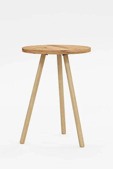 interGO Yuvarlak Yan Sehpa Ahşap Ayaklı Tekli Zigon Sehpa - 5