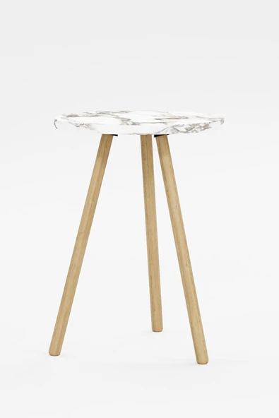 interGO Yuvarlak Yan Sehpa Ahşap Ayaklı Tekli Zigon Sehpa - 5