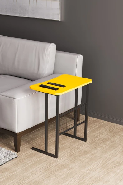 interGO Metal Ayaklı Laptop Sehpası Koltuk Sehpası Kahvaltı Masası Çalışma Sehpası - Sarı - 7